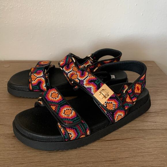 Steve Madden Mona Sandal Vibrant Colorful Womens 6 / Youth 4.5 Three Strap Bold - Picture 6 of 16